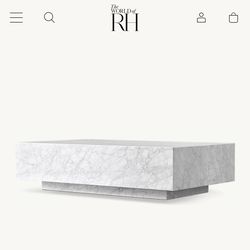 Restoration Hardware Low Marble Plinth Coffee Table (Italian Carrara Marble)
