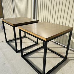 2 Brand New Wood and Metal End Tables 
