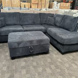 New Black Comfy Sectional Couch 