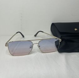 Luxury Gold Frame Gradient Sunglasses w/ Case – Designer Style Retro Shades