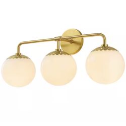 23.6 in. W 3-Light Aged Brass Bathroom Vanity Light 