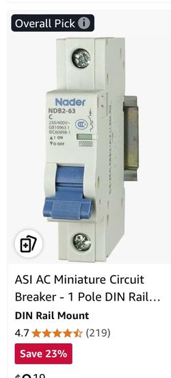 ASI-AC Miniature Circuit Breaker 1-pole Din Rail Mount