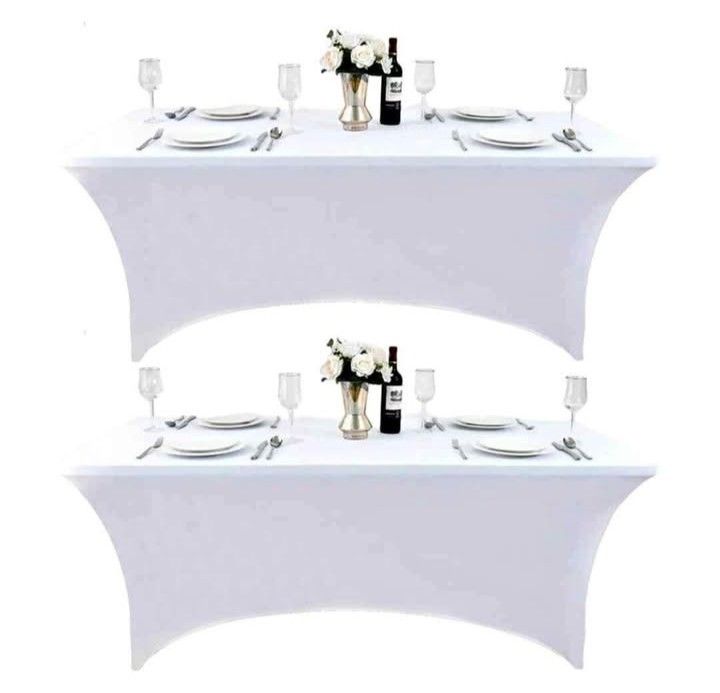 2-Pack 6ft White Spandex Table Covers