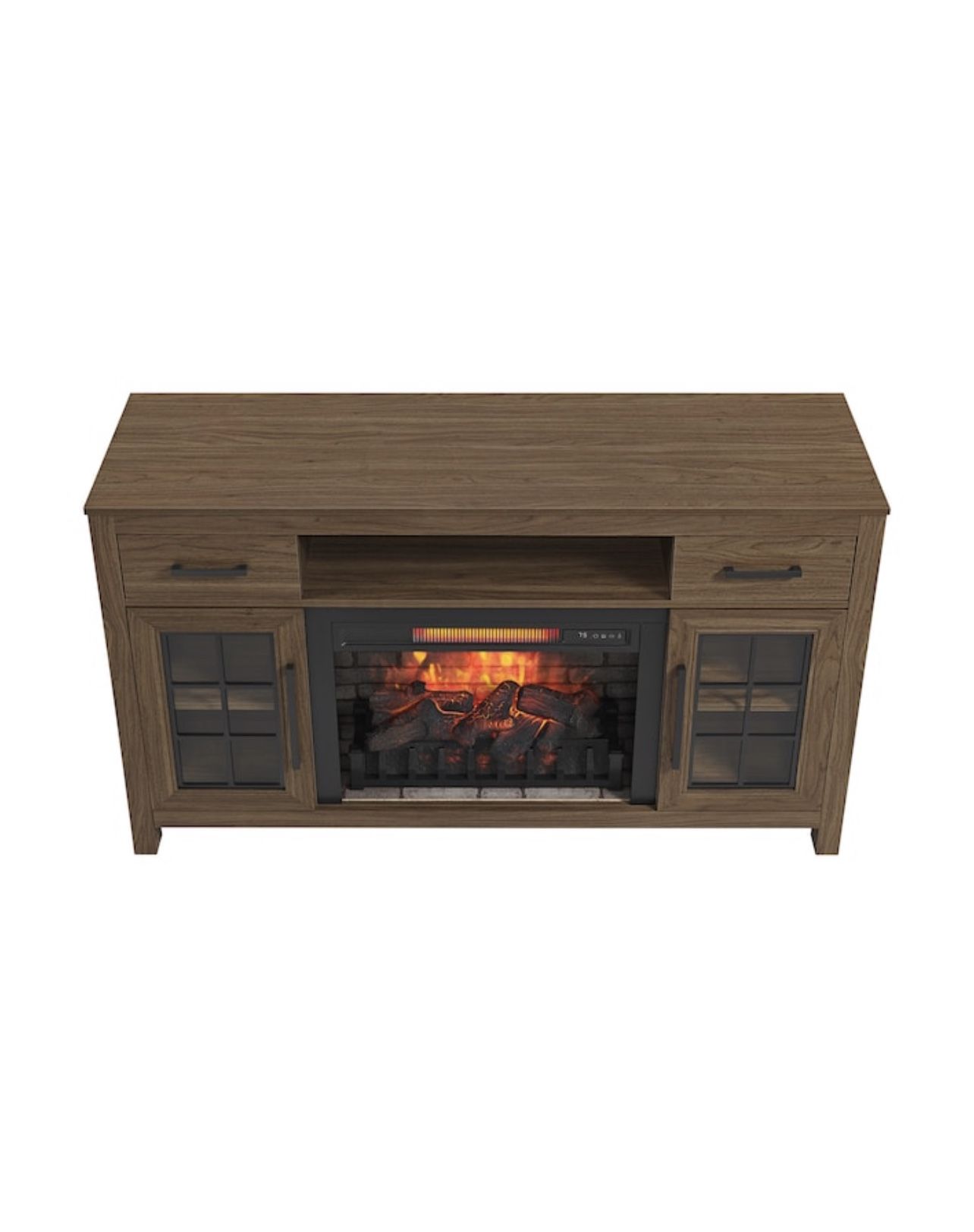 ALLEN + ROTH 56-in W American Walnut Infrared Quartz Electric Fireplace