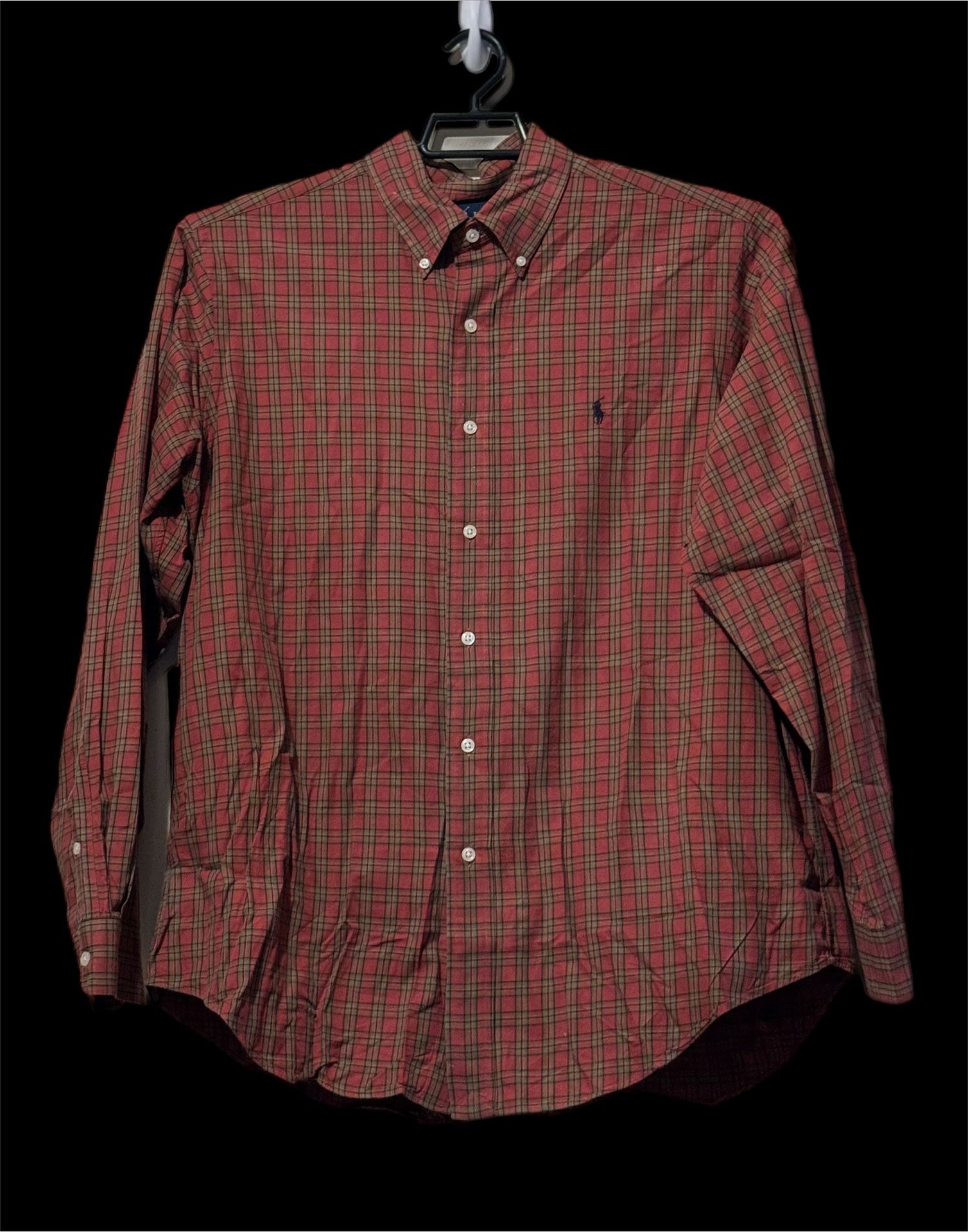 Ralph Lauren (IC) Mens Plaid Button Down Shirt Sz XL Red Green Pony Prep EUC