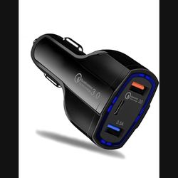 QC 3.0 Quick Charge 3 Port USB Car Charger 7A 35W Type C Compatible with iPhone Android iOS