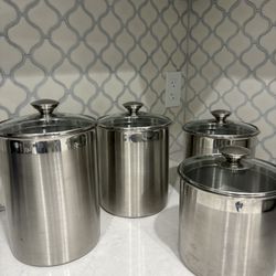 4 Piece Stainless Steel Canister Set