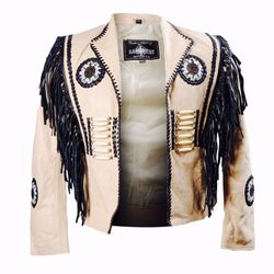 Premium Quality Western Series Genuine Leather Fringe Jacket (Handmade)