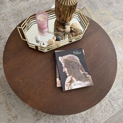 Modern Round Drum Coffee Table + Luxury Gold Decor Set