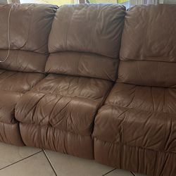 Leather reclining sofa