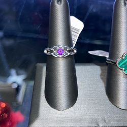 Silver Ring With Purple Center Stone 