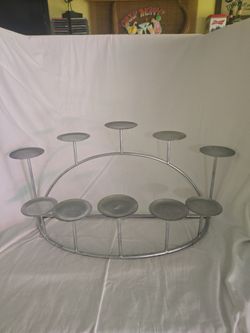 Metal Fireplace Candelabra / 9-Candle Holder - Silver
