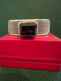 Ladies 925 Sterling Silver Smokey Quartz Cuff Bracelet