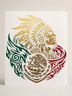 🇲🇽 Large 9.5" × 10.5" Layered Mexican Aztec Warrior Decal – Oracal 65
