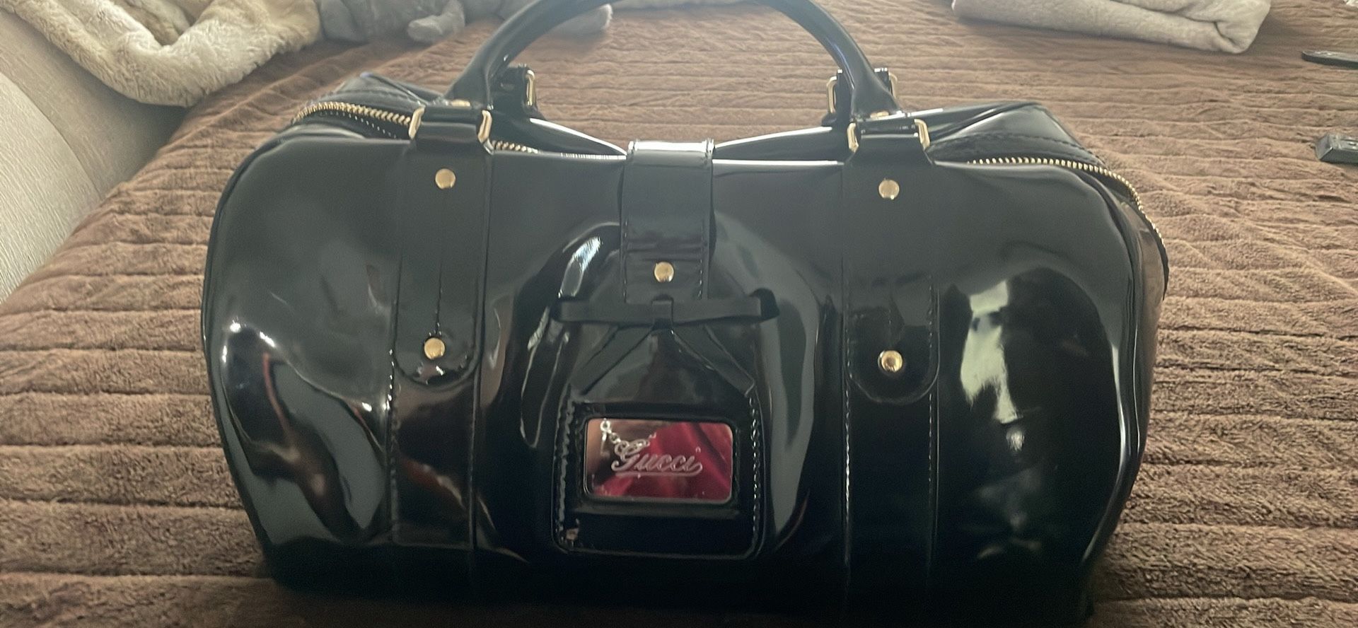 GucciPatent Leather Boston Bag