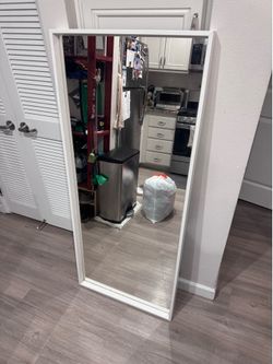 Large White Framed Full-Length Floor Mirror – 25.5x59x2