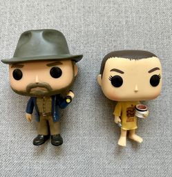 Eleven and Hopper from Stranger Things Funko Pops