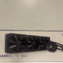 NZXT Kraken Elite 360mm AIO CPU Cooler with Customizable LCD Display, High-Performance Pump, and 3 F120P Fans - Black