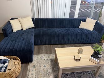 Navy Blue Velvet Sectional Sofa