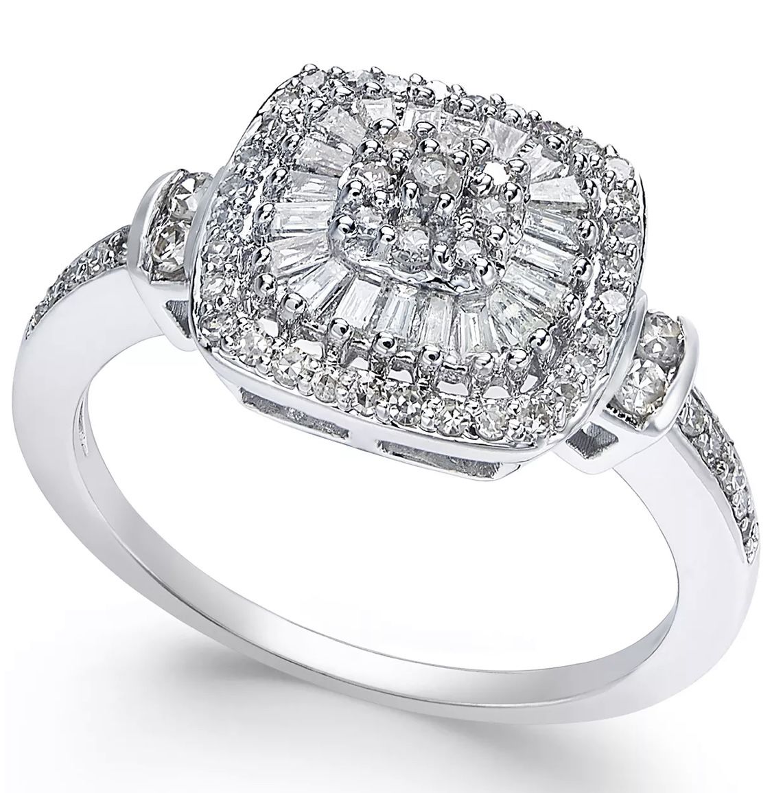 Diamond Vintage Inspired Ring (1/2 ct. t.w.) in 14k White Gold Size 7 