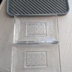 Excellent 6 Bath accessory set 2 Glass Bar Soap Holders, 1 silicon, 3 plastic bar holder Revere