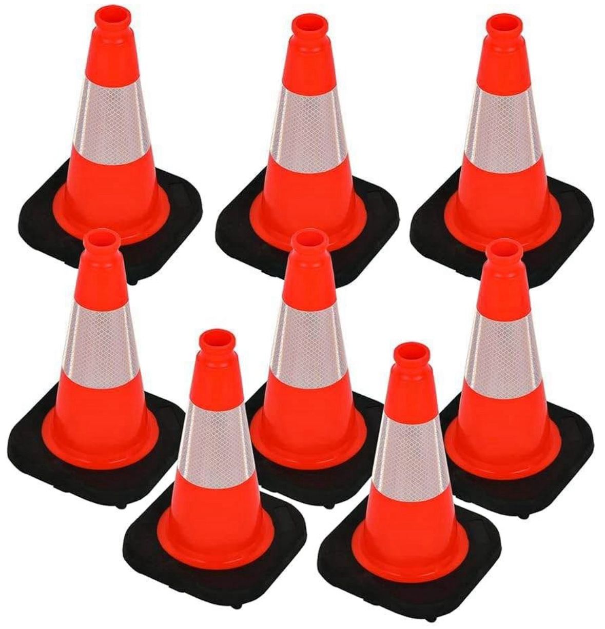 12” Height Set of 8 Traffic Cone, PVC, High-Intensity Prismatic