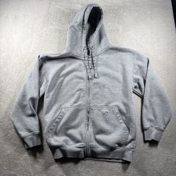 Pro Club Heavy Weight Hoodie Men's Size M Gray Jacket Drawstring Full Zip Y2K