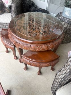 Hand Carved Asian Style Table