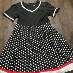Women’s Black White And Red 50’s Dress Size XL #6