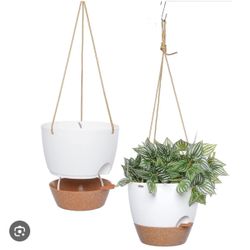 2-Pack Self-Watering Hanging Planters – 10-inch Round Modern Decorative Flower PotsNEW