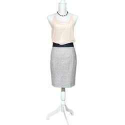 J. Crew Crinkled Linen Grey Black Pencil Skirt Sz 6, S