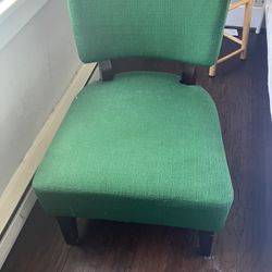 Green Cushion Chair With Wood Legs