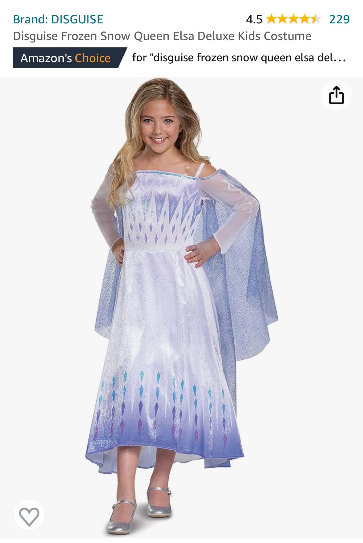 NEW Frozen Snow Queen Elsa Deluxe Costume for Kids. - Dress 4-6X