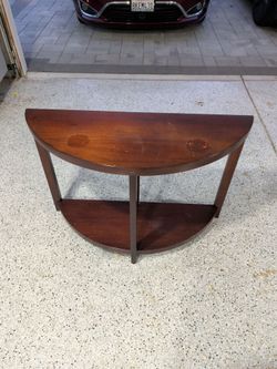 Demilune Wood Console Table with Lower Shelf
