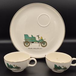 Vintage Salem 23K China Snack Plate & 2 Cups