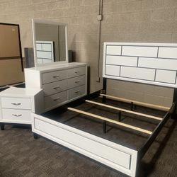 White And Black Queen Bedroom Set 