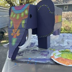 One of a kind, handmade hand painted Art functional planter or storage