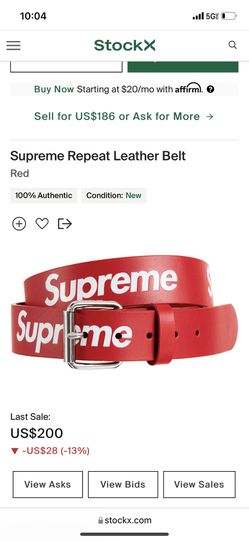 Supreme Repeat Leather Belt Red