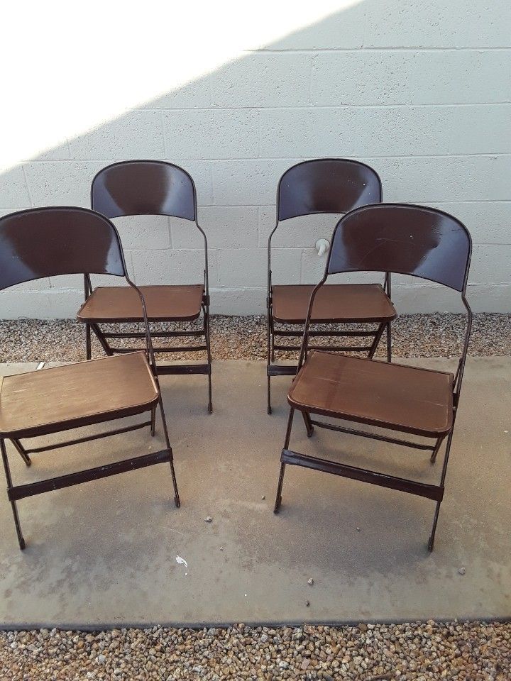 4 Vintage Folding Metal Folding Chair