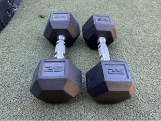 (2) 25lb Hexagon Dumbbell Weights