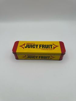 Vintage Wrigley’s Juicy Fruit Chewing Gum Yellow & Red Collectible Tin Empty