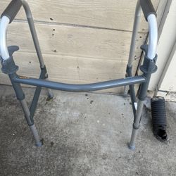 4 Pt Walker with 2 Wheels - Little Rusty- See Images- Stored In Garage 