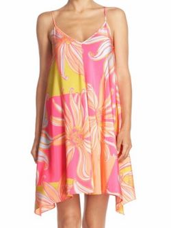 Lilly Pulitzer Clara Trapeze Silk Dress in the "Kir Royal Pink Just A Splash" floral print