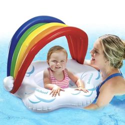 Rainbow Inflatable Babyboat with Removable Canopy