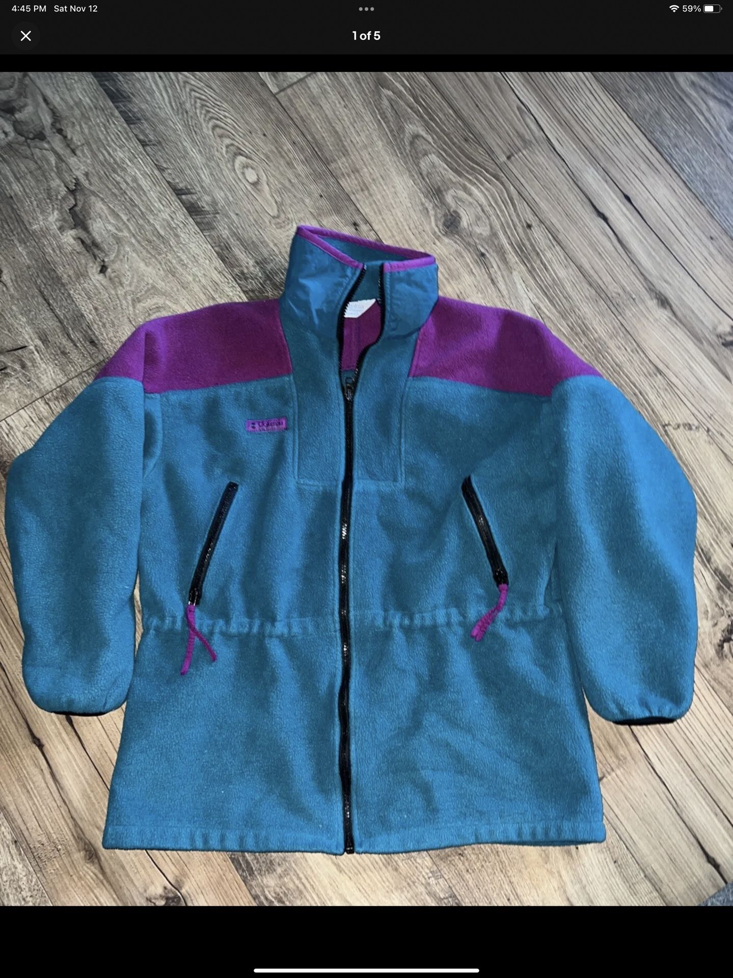 Women’s Victoria’s Secret pink hooded blue sweatshirt patch logo size medium great condition