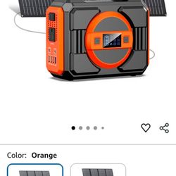 Apowking Portable Solar Powered Generator 300W Rated, with Solar Panels 40W Included, 220Wh Power Bank with AC Outlet 110V, and 10*DC Connectors, Pure