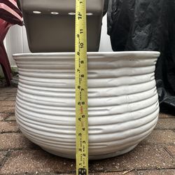 Large White Glazed Pot