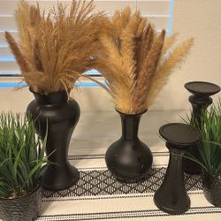 4 Piece Vase Set W/ Fake Plants 