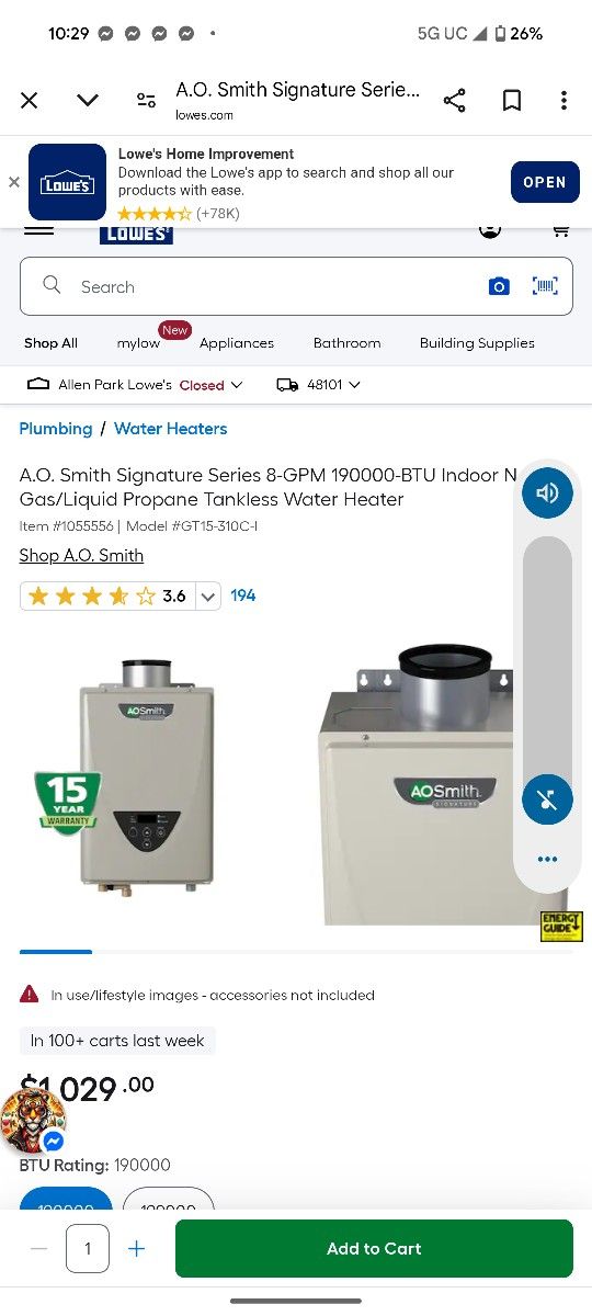 Tankless Hot Water Heater Brand New In Box