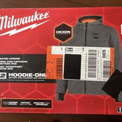Milwaukee Men's Medium M12 12-Volt Lithium Ion Cordless Gray Heated Hooded Jacket (Jacket and Battery Holder Only)